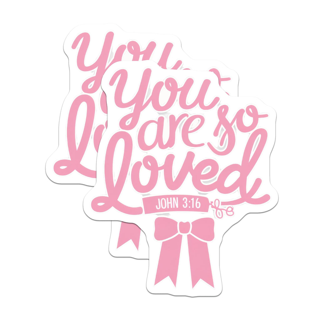 (2 Pack) You are So Loved Magnets - John 3:16 Scripture Decor - Pink Religious Item - Uplifting Faith Message - 5 Inches On Longest Side - Thick Durable Magnet - Made in USA - MAG29441