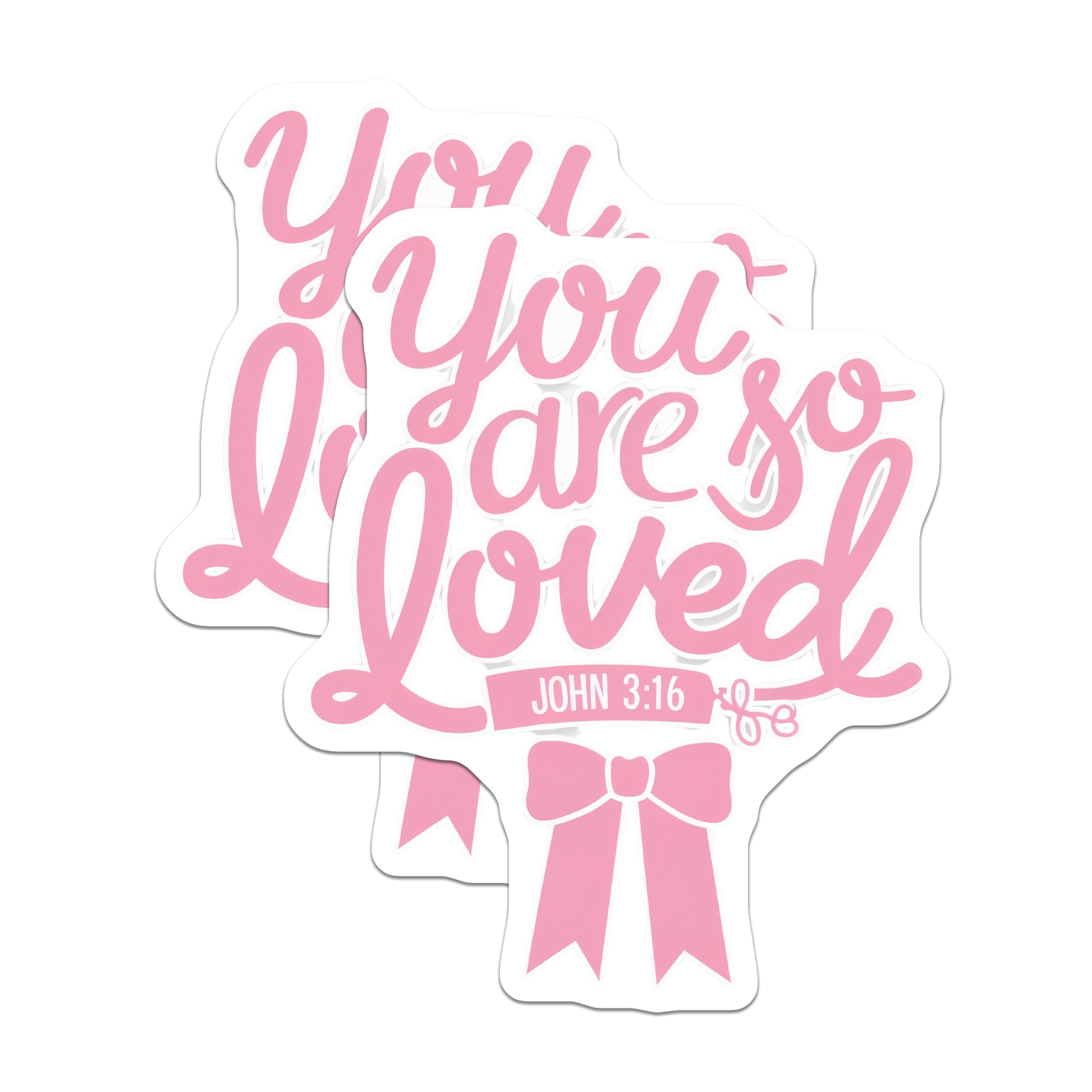 (2 Pack) You are So Loved Magnets - John 3:16 Scripture Decor - Pink Religious Item - Uplifting Faith Message - 5 Inches On Longest Side - Thick Durable Magnet - Made in USA - MAG29441