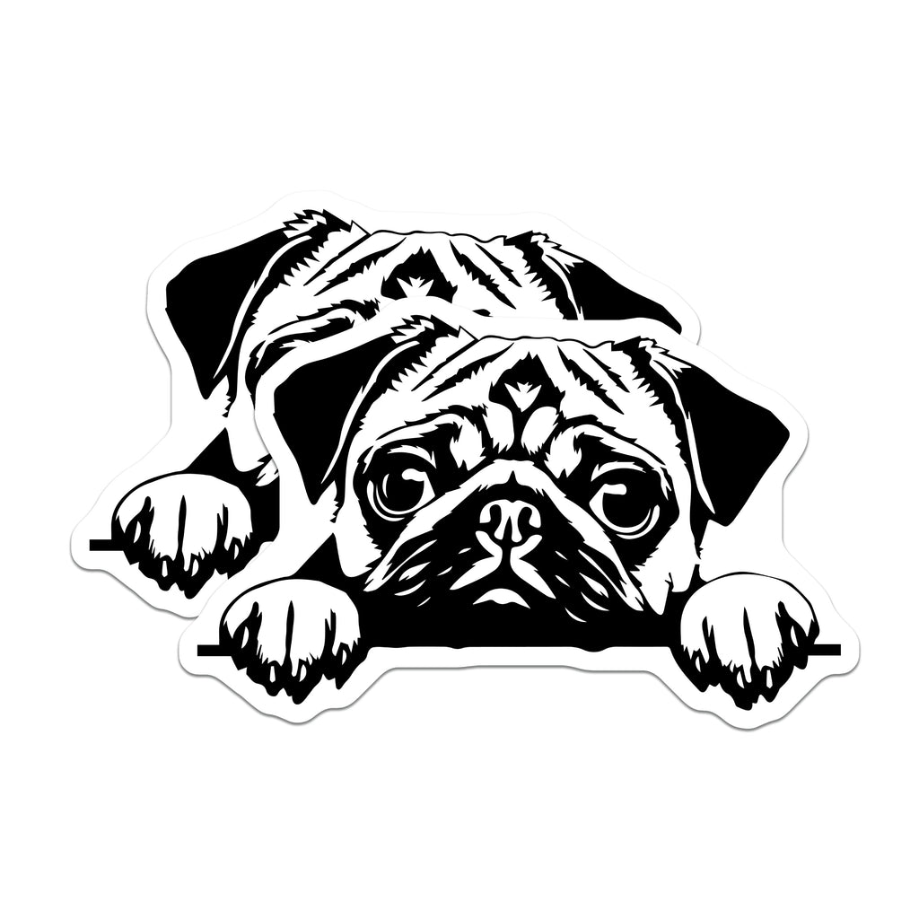 (2 Pack) Cute Pug Dog Magnets - Minimalist Pet Lover Refrigerator Decor - Funny Puppy Art for Pug Owners - 5 Inches On Longest Side - Thick Durable Magnet - Made in USA - MAG37517