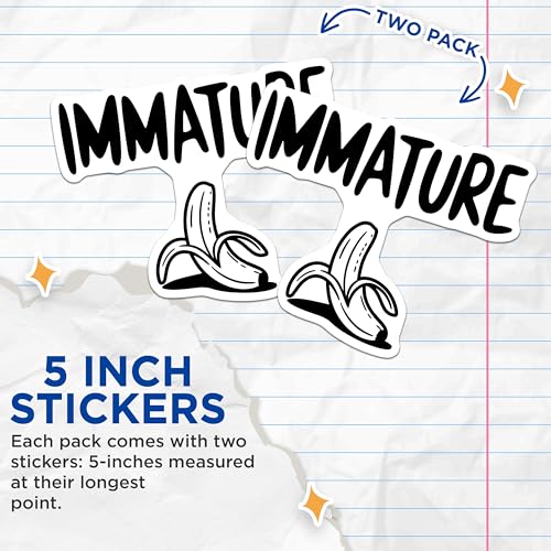 (2 Pack) Immature Funny Stickers - Humorous Baa Stickers - Joke Stickers for Laptop and Water Bottle - 5" On Longest Side - Sticks to Smooth Flat Surfaces - Made in USA - BMCS6753