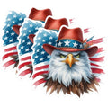 (3 Pack) American Eagle Decals - Cowboy Hat Sticker - USA Flag Decal - 3 Inches On Longest Side - Easy Peel & Apply - Made in USA - 3MCS0253