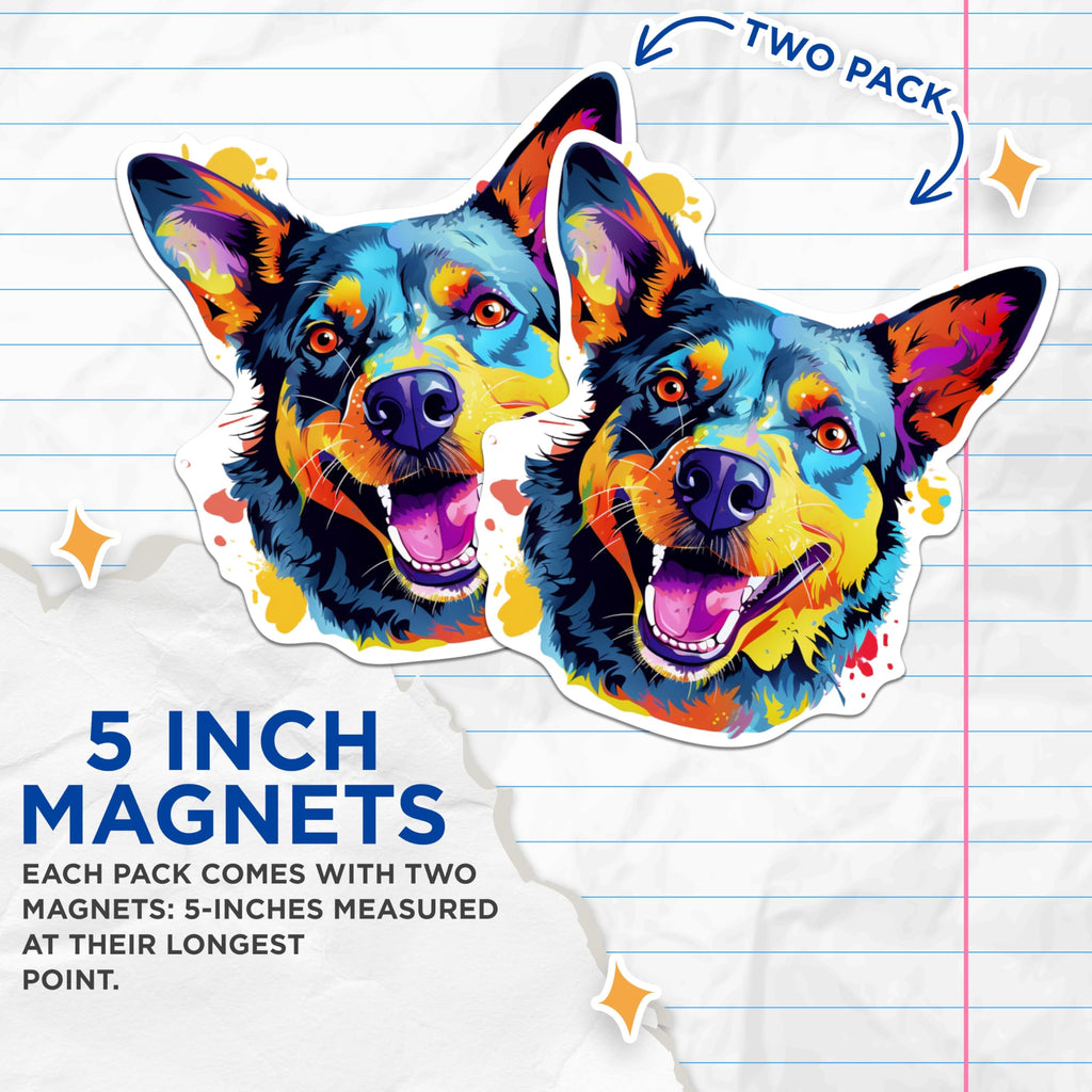 (2 Pack) Australian Cattle Dog Breed Magnets - 5 Inches On Longest Side - Choose from Over 100 Dog Breeds - for Cars, Refrigerators, Toolboxes - Made in USA - MAG1758