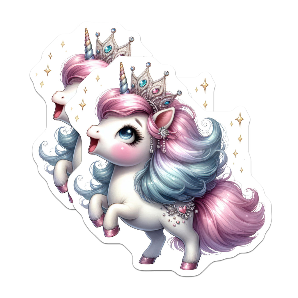 (2 Pack) Princess Unicorn Magnets - Cute Fantasy Decor - Magical Pastel Pony - Whimsical Mythical Creature - 5 Inches On Longest Side - Thick Durable Magnet - Made in USA - MAG21889