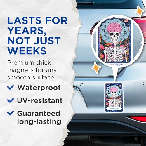 (2 Pack) Skeleton Brain Art Magnet - Quirky Decor - 5" On Longest Side - Sticks to Smooth Flat Surfaces - Made in USA - MAG10015