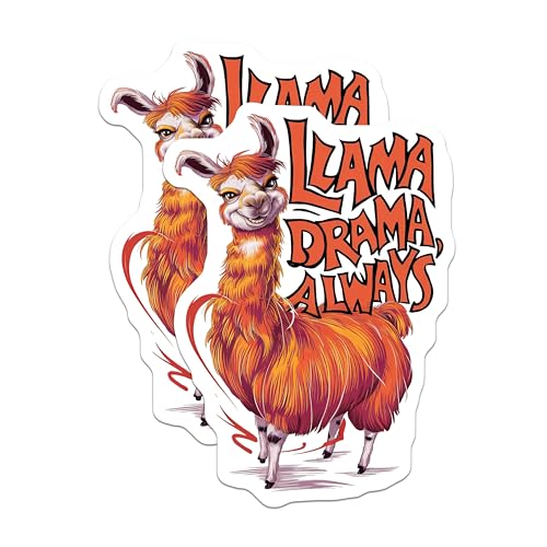 (2 Pack) Llama Drama Always Magnets - Funny Animal Magnets - Cute Llama - Humorous Fridge Magnets - 5" On Longest Side - for Cars, Fridges, Toolboxes - Made in USA - MAG4126