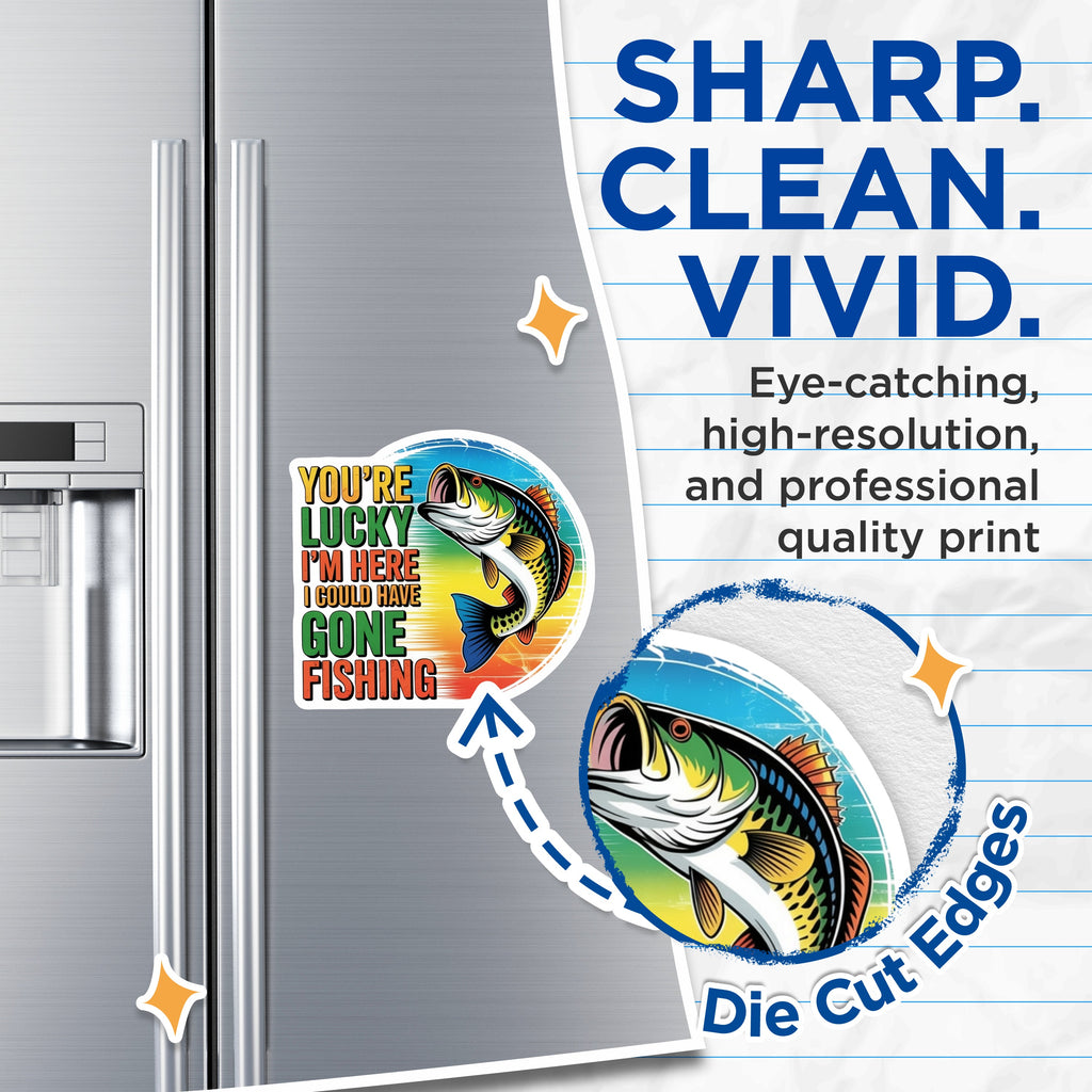 (2 Pack) Funny Fishing Magnets - Bass Fisherman Humour - Dad Angler Outdoorsman Refrigerator Decor - 5 Inches On Longest Side - Thick Durable Magnet - Made in USA - MAG39359