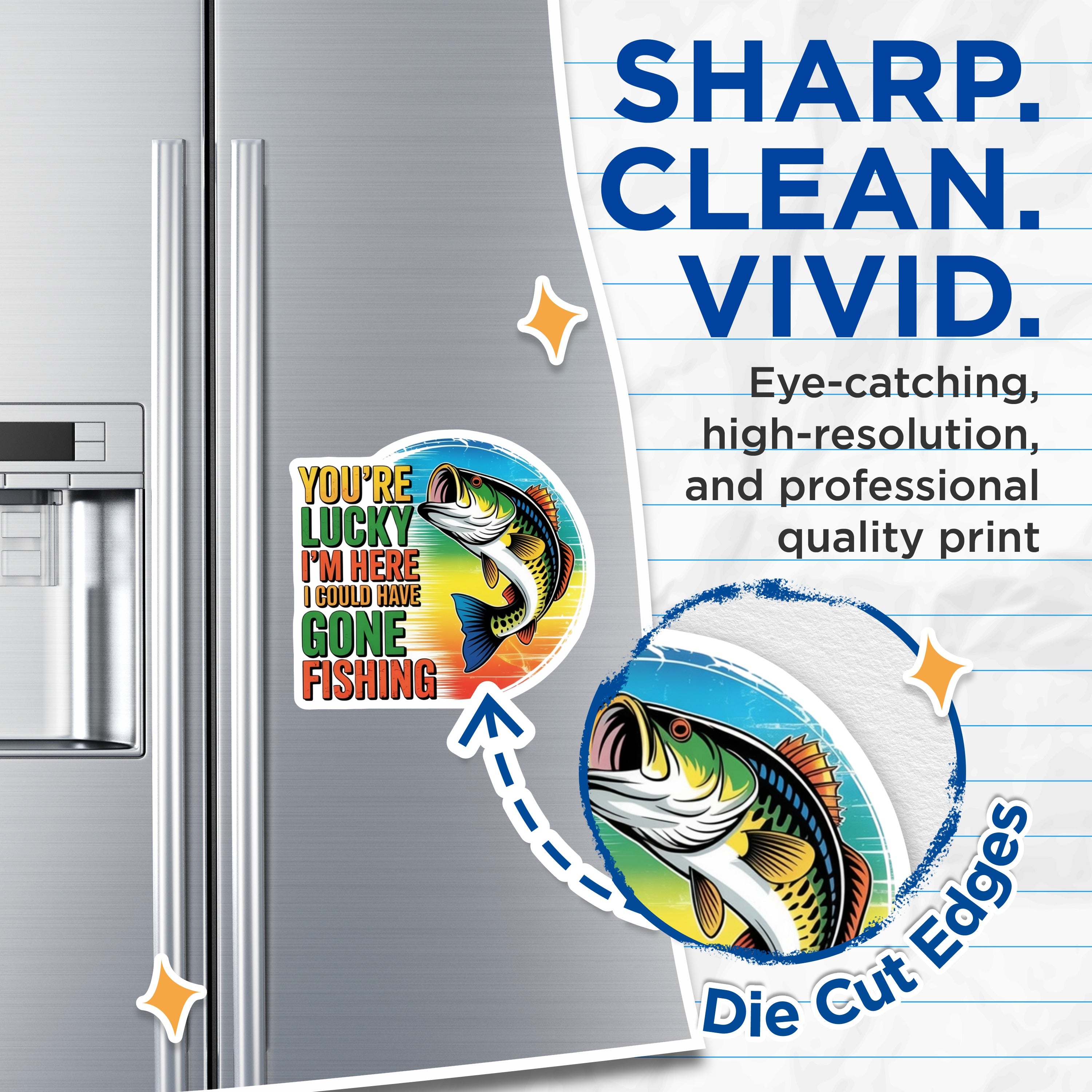 (2 Pack) Funny Fishing Magnets - Bass Fisherman Humour - Dad Angler Outdoorsman Refrigerator Decor - 5 Inches On Longest Side - Thick Durable Magnet - Made in USA - MAG39359