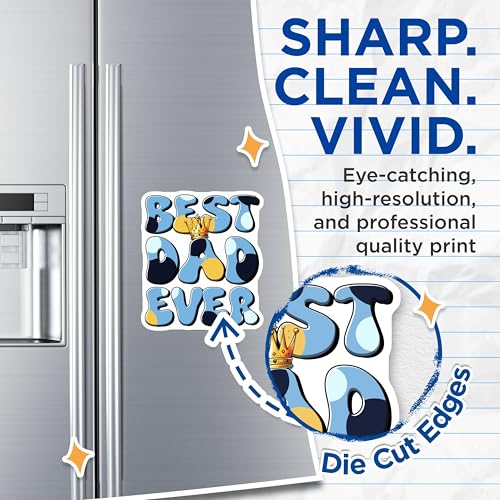 (2 Pack) Best Dad Ever Magnets - 5" On Longest Side - for Cars, Fridges, Toolboxes - Made in USA - MAG7477