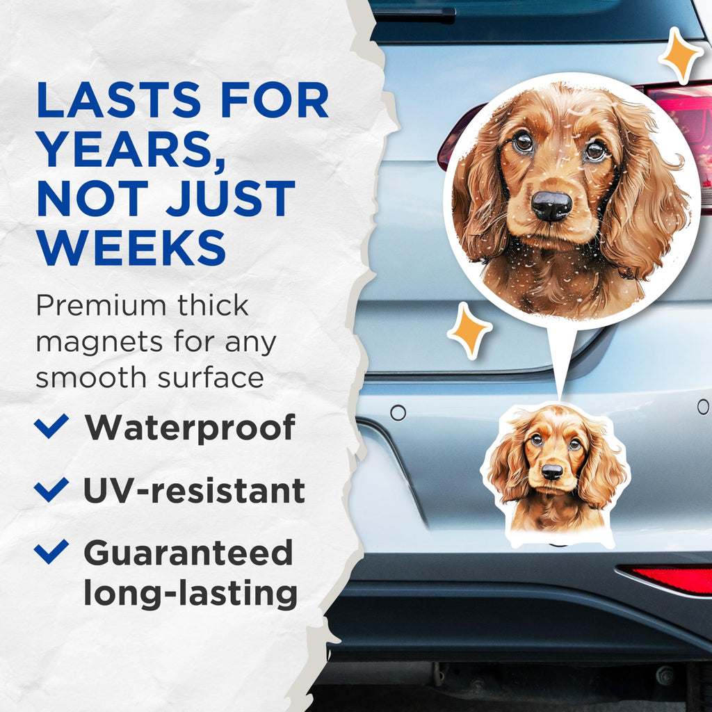 (2 Pack) Cocker Spaniel Magnets - Cute Puppy Dog Art - Pet Lover Refrigerator Decor - 5 Inches On Longest Side - Thick Durable Magnet - Made in USA - MAG27718