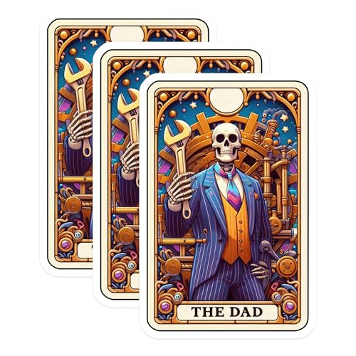 (3 Pack) Dad Mechanic Decals - Skeleton Man - Steampunk Art Decals - 3 Inches On Longest Side - Easy Peel & Apply - Made in USA - 3MCS4148