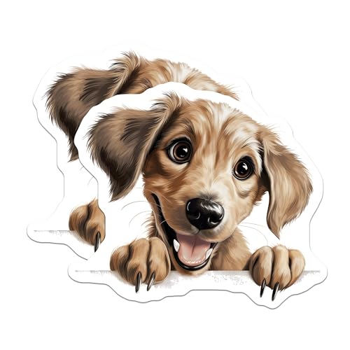 (2 Pack) Puppy Art Decoration Magnet - Animal Lover Home Office Decor - 5" On Longest Side - Sticks to Smooth Flat Surfaces - Made in USA - MAG10282