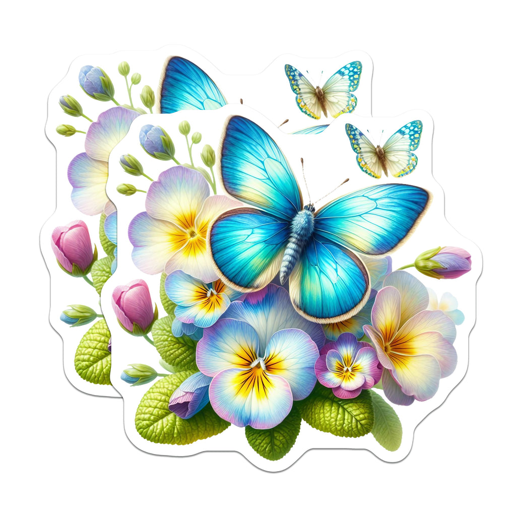 (2 Pack) Blue Butterfly Floral Magnets - Vibrant Pansy Decor - Spring Nature Aesthetic Kitchen - 5 Inches On Longest Side - Thick Durable Magnet - Made in USA - MAG38456