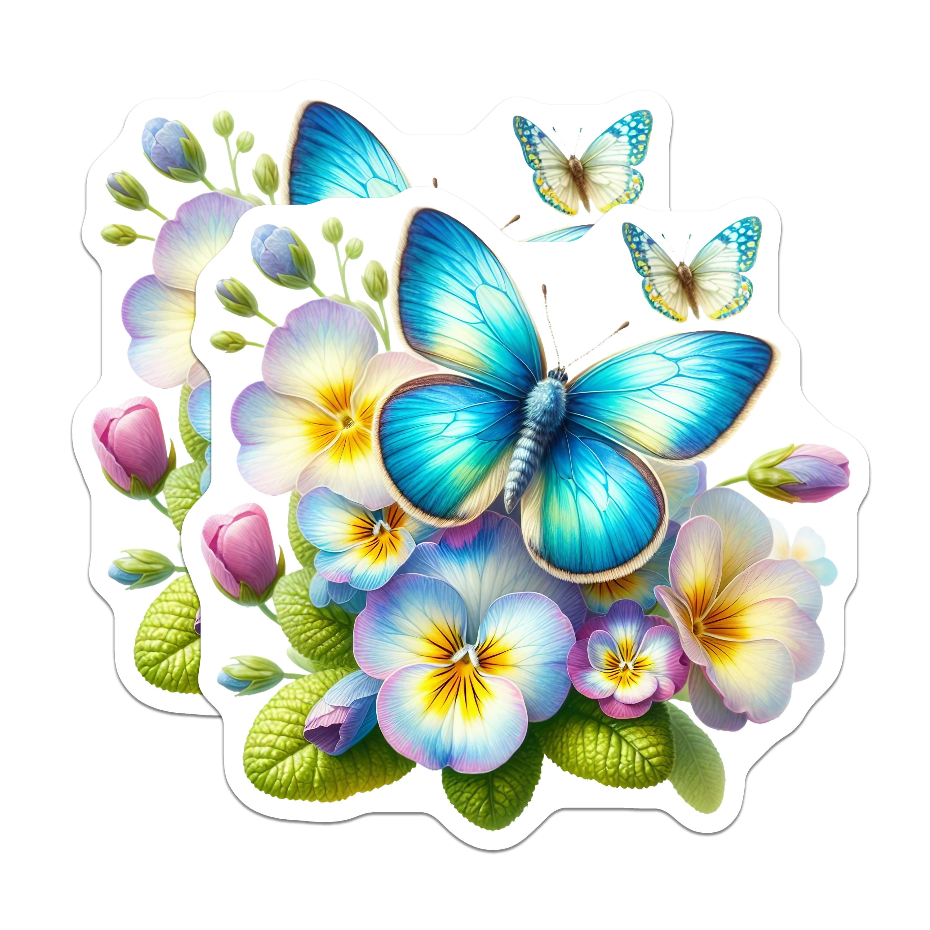 (2 Pack) Blue Butterfly Floral Magnets - Vibrant Pansy Decor - Spring Nature Aesthetic Kitchen - 5 Inches On Longest Side - Thick Durable Magnet - Made in USA - MAG38456