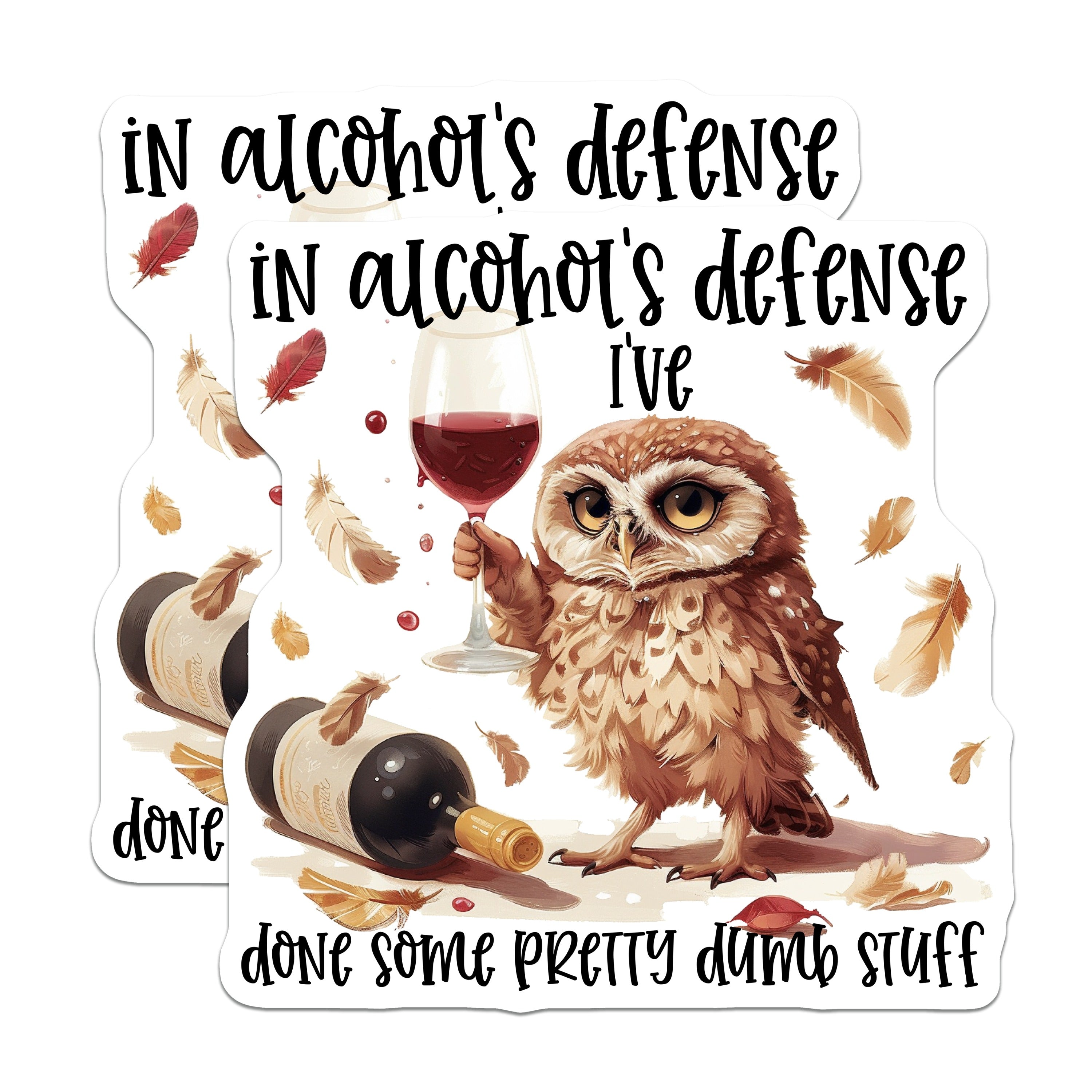 (2 Pack) Funny Owl Magnets - Wine Lover Decor - Sarcastic Quote Adult Humor - 5 Inches On Longest Side - Thick Durable Magnet - Made in USA - MAG39979