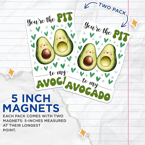 (2 Pack) Avocado Love Magnets Magnets - Cute Avocados - 5" On Longest Side - Made in USA - Sticks to Refrigerators & Metal Surfaces - MAG8378