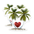(2 Pack) Tropical Palm Tree Magnets - Romantic Heart Island Decor - Beach Vacation Scene Magnets - Aesthetic Refrigerator Art - 5 Inches On Longest Side - Thick Durable Magnet - Made in USA - MAG19949