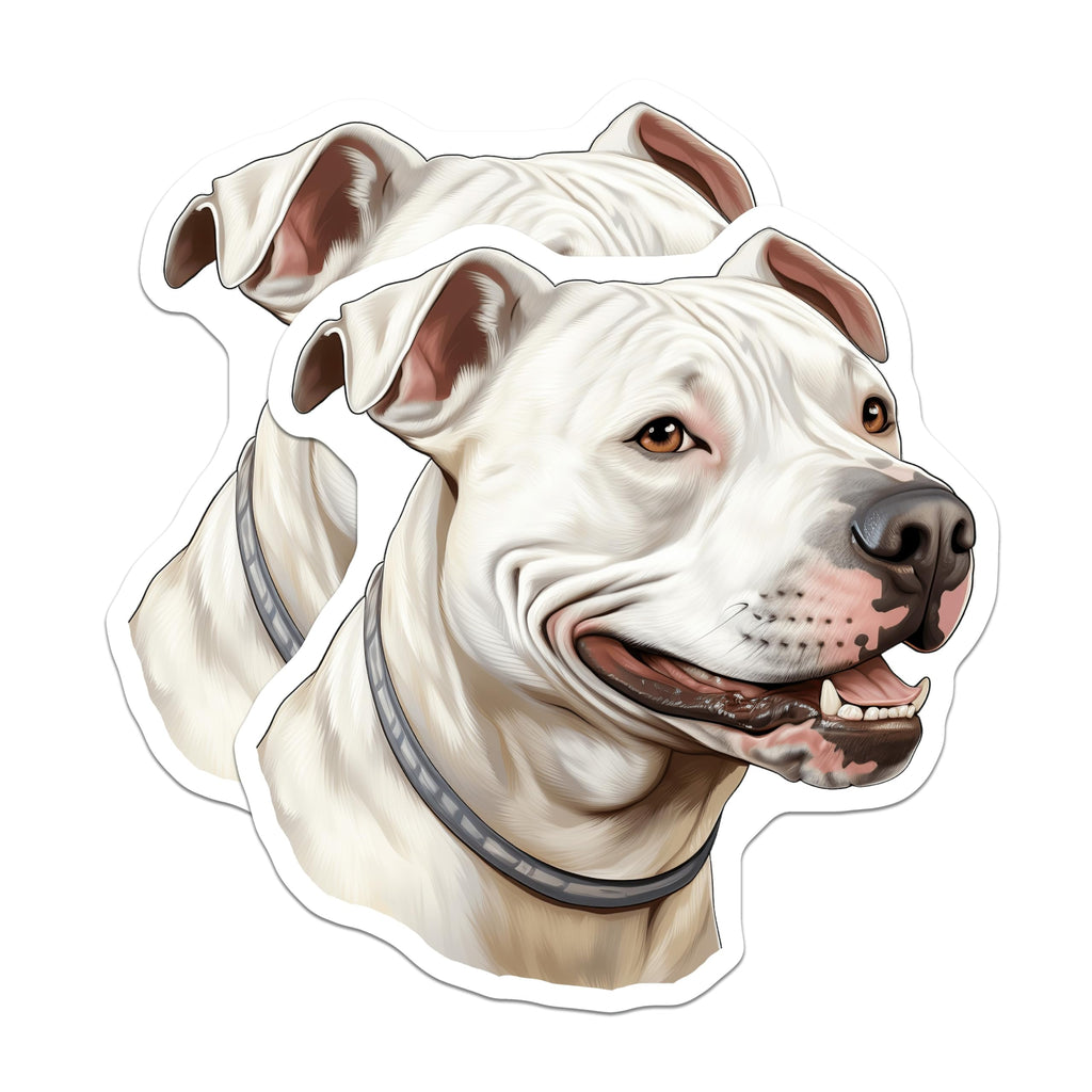 (2 Pack) White Pit Bull Dog Magnets - American Bulldog Enthusiast Magnets - Pet Parent Refrigerator Decor - 5 Inches On Longest Side - Thick Durable Magnet - Made in USA - MAG27238