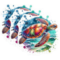 (3 Pack) Sea Turtle Decals - Colorful Turtle Stickers - Ocean Animal Stickers - 3 Inches On Longest Side - Easy Peel & Apply - Made in USA - 3MCS7971