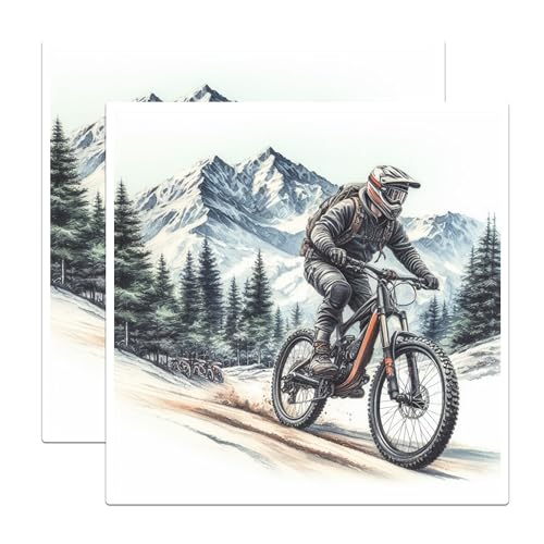 (2 Packs) Mountain Biking Riding in The Mountains Stickers - Mountain Biking - 5 Inches On Longest Side - Premium Vinyl Decal - Sticks to Any Smooth Flat Surface - Made in USA - BMCS2496