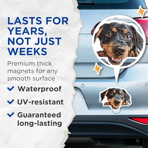 (2 Pack) Adorable Pet Decor Magnet - Cute Puppy Face - 5" On Longest Side - Sticks to Smooth Flat Surfaces - Made in USA - MAG9841