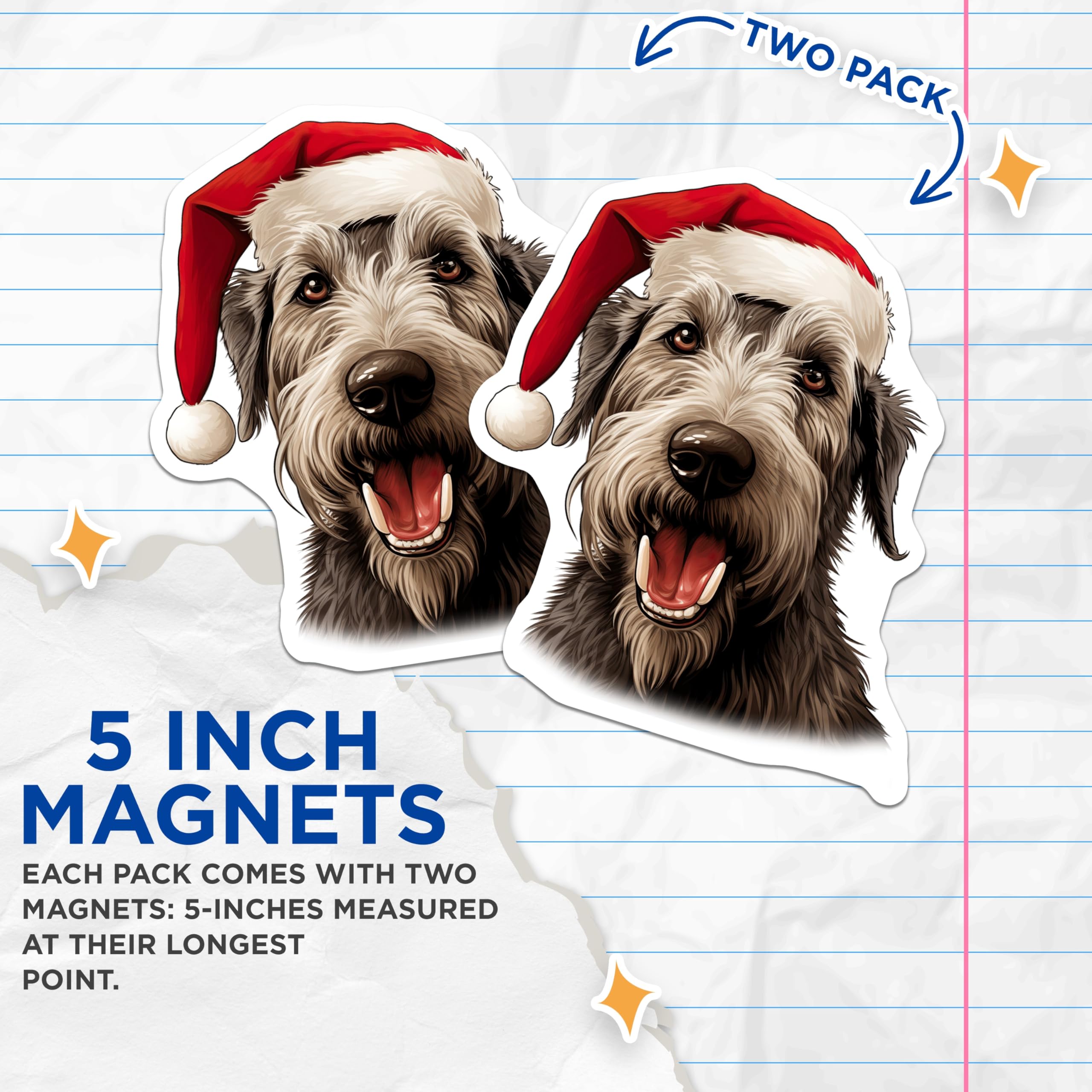 (2 Pack) Christmas Dog Magnets - Santa Hat Pup Refrigerator Decor - Holiday Animal Lover Stocking Stuffer for Pet Parents - 5 Inches On Longest Side - Thick Durable Magnet - Made in USA - MAG26680