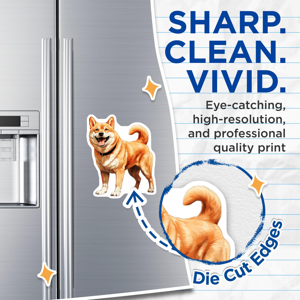 (2 Pack) Shiba Inu Magnets - Happy Dog Smile - Pet Lover Decor - 5 Inches On Longest Side - Thick Durable Magnet - Made in USA - MAG28909