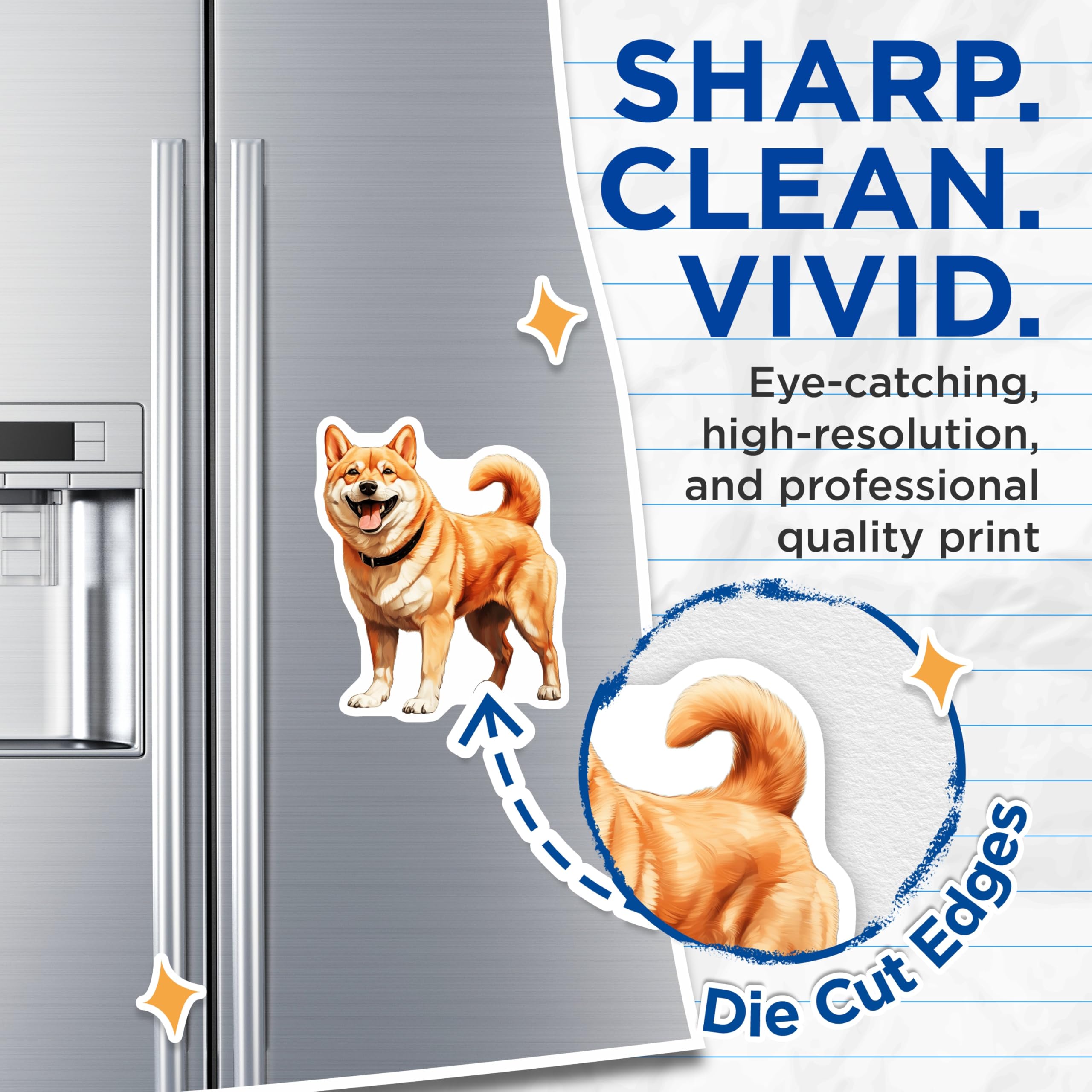(2 Pack) Shiba Inu Magnets - Happy Dog Smile - Pet Lover Decor - 5 Inches On Longest Side - Thick Durable Magnet - Made in USA - MAG28909
