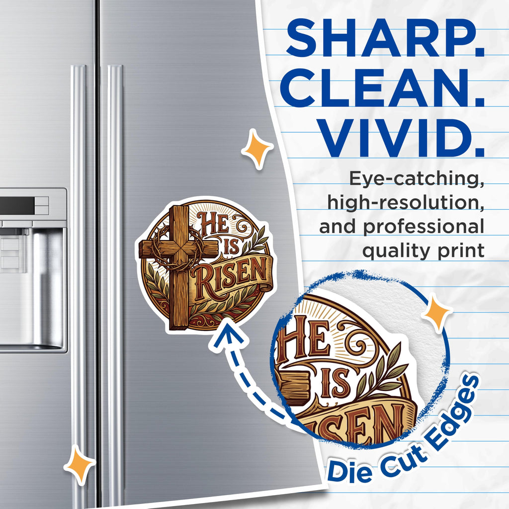 (2 Pack) He is Risen Magnets - Easter Christian Decor - Resurrection Faith Symbol - 5 Inches On Longest Side - Thick Durable Magnet - Made in USA - MAG20628