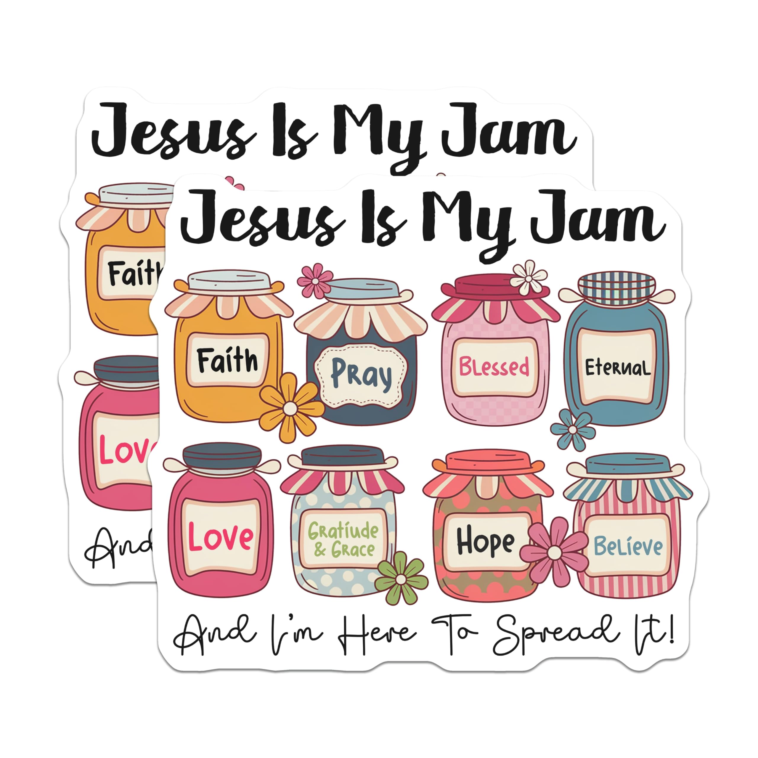 (2 Pack) Jesus is My Jam Magnets - Christian Faith Jars - Inspirational Scripture Quote - 5 Inches On Longest Side - Thick Durable Magnet - Made in USA - MAG23268