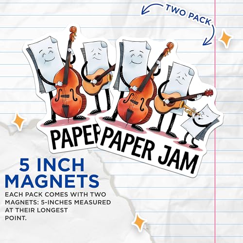 (2 Pack) Funny Paper Jam Magnets - Cartoon Band - 5" On Longest Side - for Cars, Fridges, Toolboxes - Made in USA - MAG7636