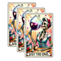 (3 Pack) Wine Skeleton Decals - Tarot Card - Just The One - Laptop Decal - 3 Inches On Longest Side - Easy Peel & Apply - Made in USA - 3MCS1414