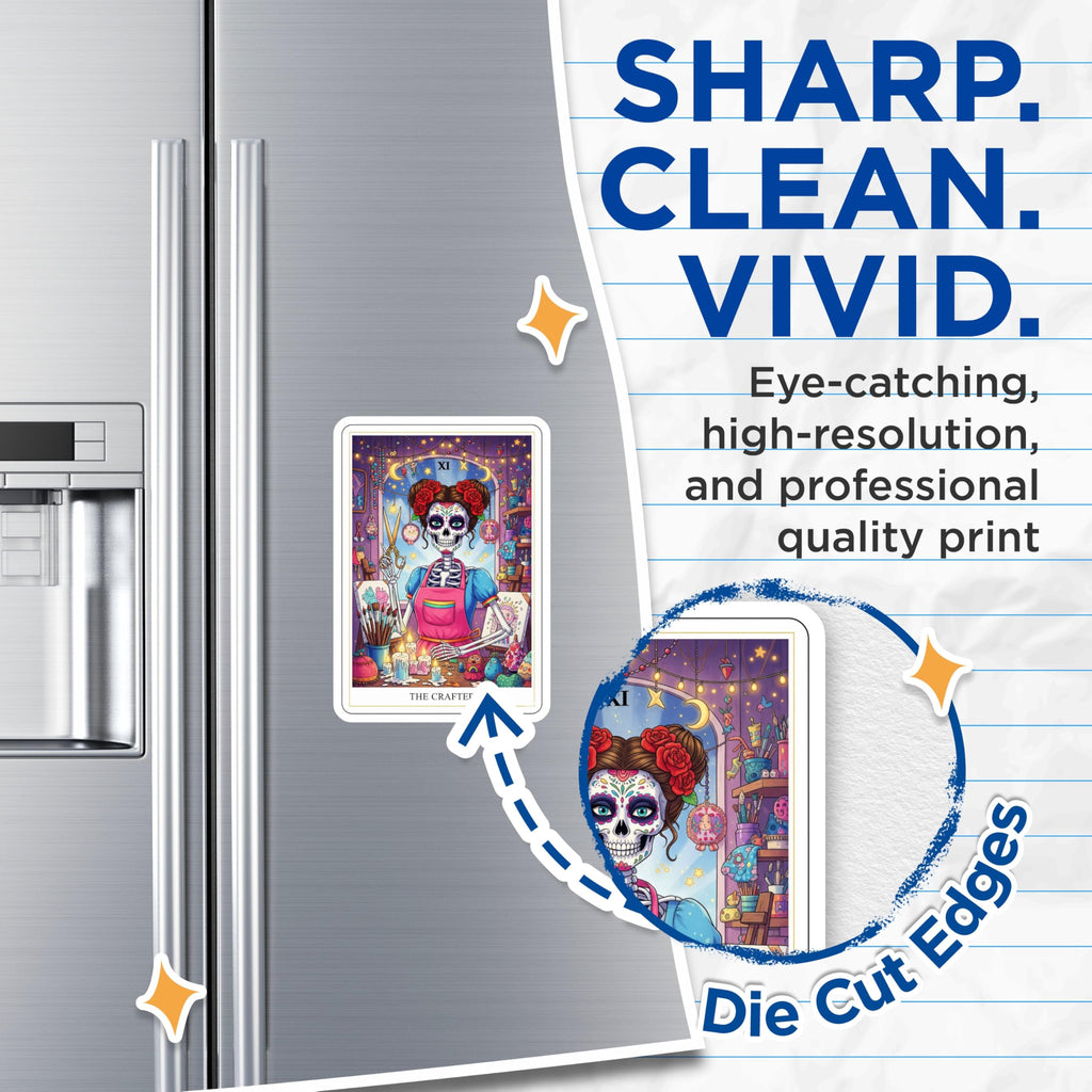 (2 Pack) The Crafter Magnets - Sugar Skull Decor - Tarot Card Illustration - 5" On Longest Side - Premium Magnet - for Cars, Refrigerators, Toolboxes, Lockers - Made in USA - MAG15542