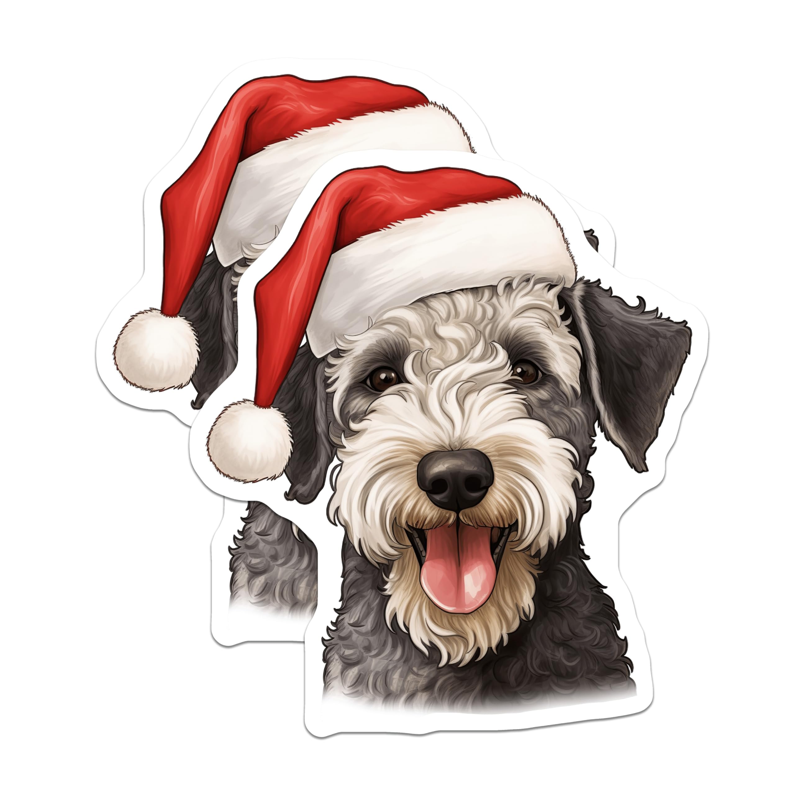 (2 Pack) Schnauzer Christmas Magnets - Santa Dog Holiday Decor - Dog Mom Fridge Magnets - 5 Inches On Longest Side - Thick Durable Magnet - Made in USA - MAG29842