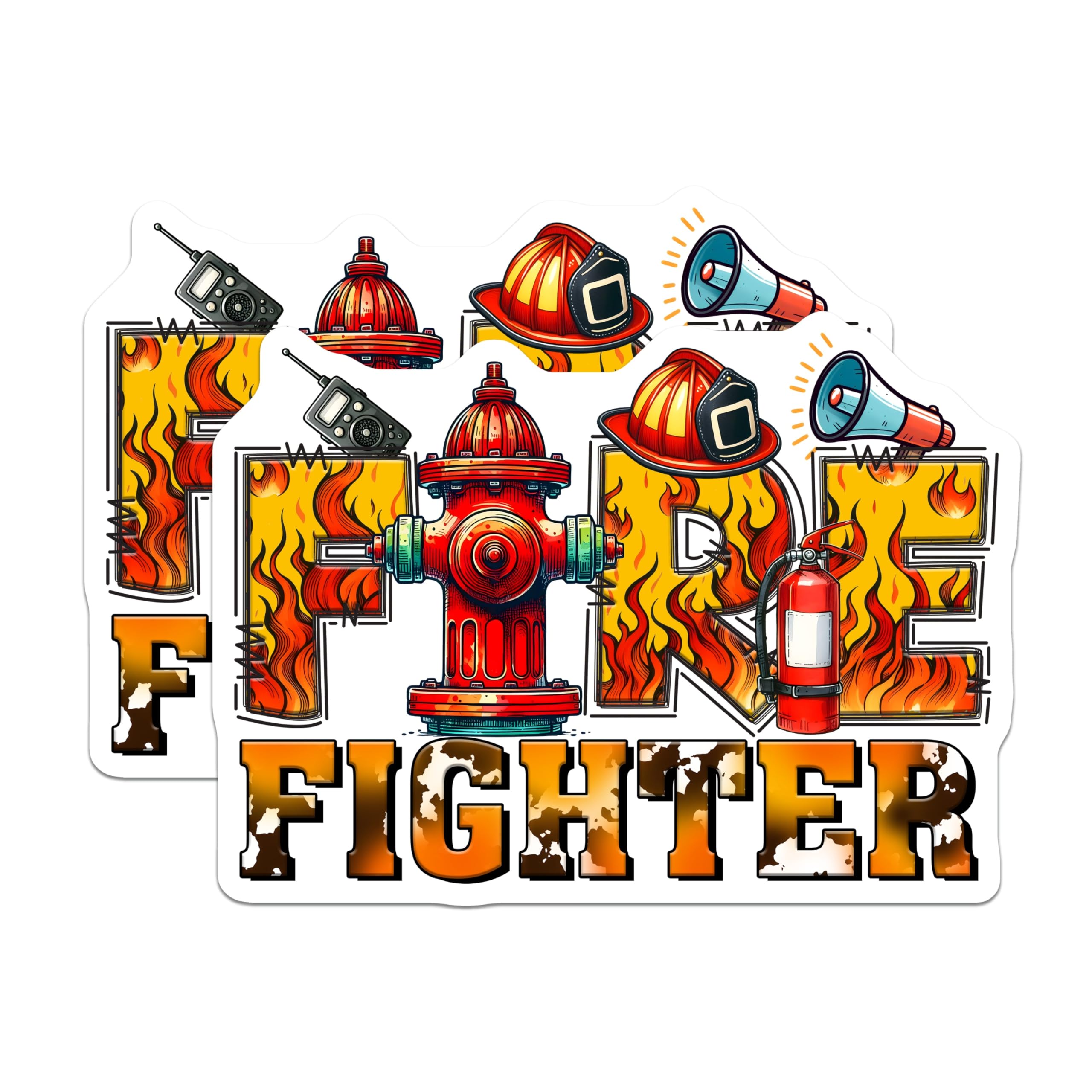 (2 Pack) Firefighter Magnets - Fire Rescue Hero - Firefighter's Gear Fridge Decorations - 5" On Longest Side - Premium Magnet - for Cars, Refrigerators, Toolboxes, Lockers - Made in USA - MAG14027