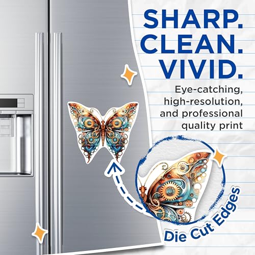(2 Packs) Steampunk Butterfly Magnets - Aesthetic Gothic Steampunk Magnets - 5 Inches On Longest Side - Premium Magnet - for Fridges, Toolboxes, Cars - Made in USA - MAG2329