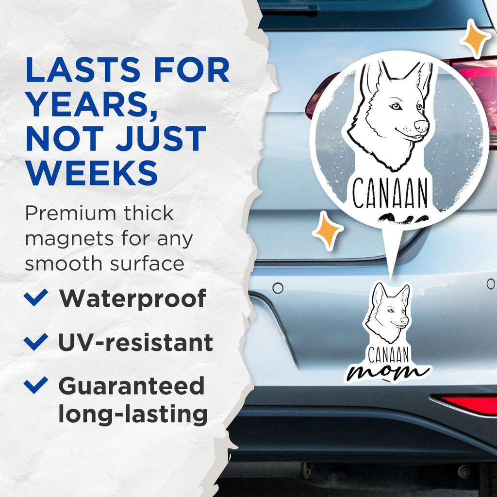 (2 Pack) Canaan Dog Mom Magnets - Canine Parent Decor - Breed Specific Flair - 5 Inches On Longest Side - Thick Durable Magnet - Made in USA - MAG27015