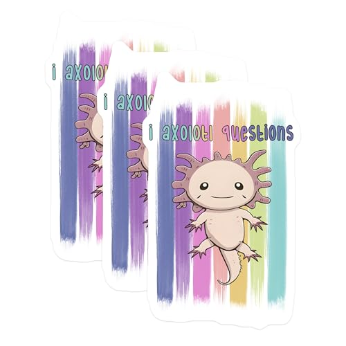 (3 Pack) Axolotl Decals - Funny Axolotl Questions - Laptop Decals - 3 Inches On Longest Side - Easy Peel & Apply - Made in USA - 3MCS6538