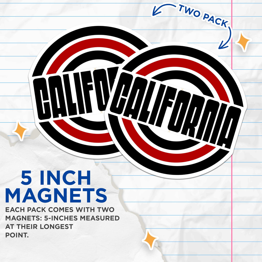 (2 Pack) California Magnets - State Pride Souvenir - Refrigerator Magnets Decor - 5" On Longest Side - Premium Magnet - for Cars, Refrigerators, Toolboxes, Lockers - Made in USA - MAG18555