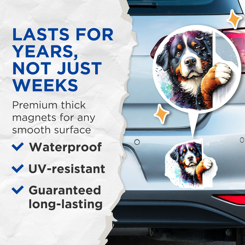 (2 Pack) Bernese Mountain Dog Magnets - Dog Breed Decor - Pet Lover Fridge Magnets - 5" On Longest Side - Premium Magnet - for Cars, Refrigerators, Toolboxes, Lockers - Made in USA - MAG15071