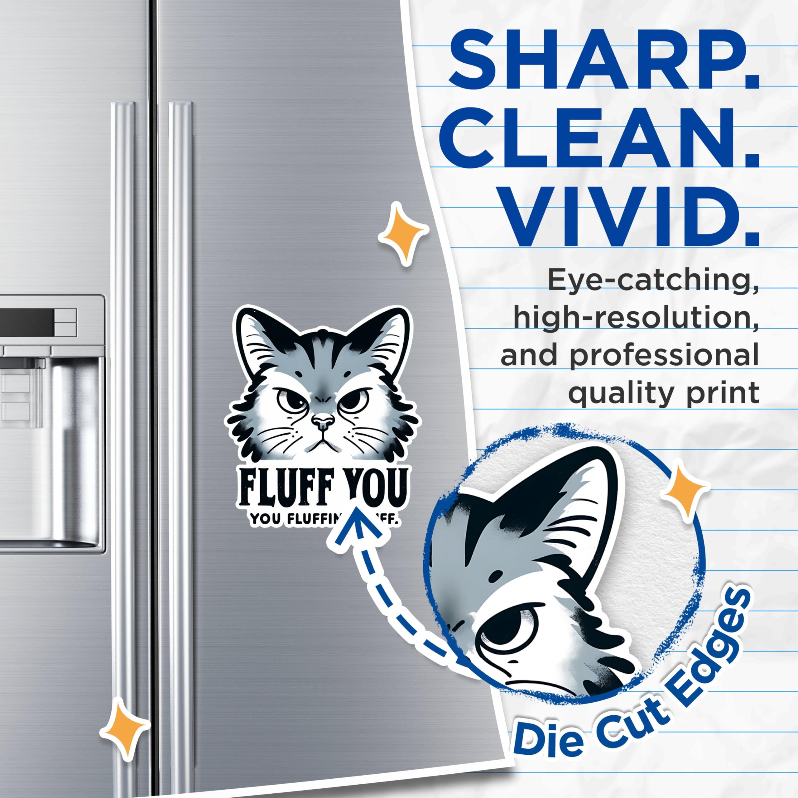 (2 Pack) Fluff You You Fluffin Fluff Magnets - Funny Cat Magnets - Sarcastic Feline Humour Magnets- 5" On Longest Side - for Fridges, Toolboxes, Cars - Made in USA - MAG2803
