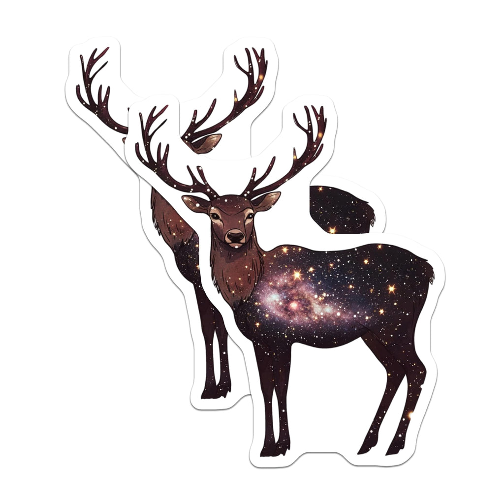 (2 Pack) Deer Magnets - Galaxy Stag - Cosmic Animal Fridge Magnets - 5" On Longest Side - Premium Magnet - for Cars, Refrigerators, Toolboxes, Lockers - Made in USA - MAG16145