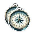 (2 Pack) Vintage Compass Stickers - Nautical Sticker Set - Adventure Themed Decals for Laptops and Notebooks - 5" On Longest Side - Sticks to Smooth Flat Surfaces - Made in USA - BMCS6979