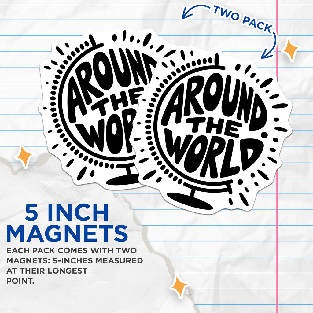 (2 Pack) Travel Magnets - Explore The World Decor - Wanderlust Fridge Magnets - 5 Inches On Longest Side - Thick Durable Magnet - Made in USA - MAG39284
