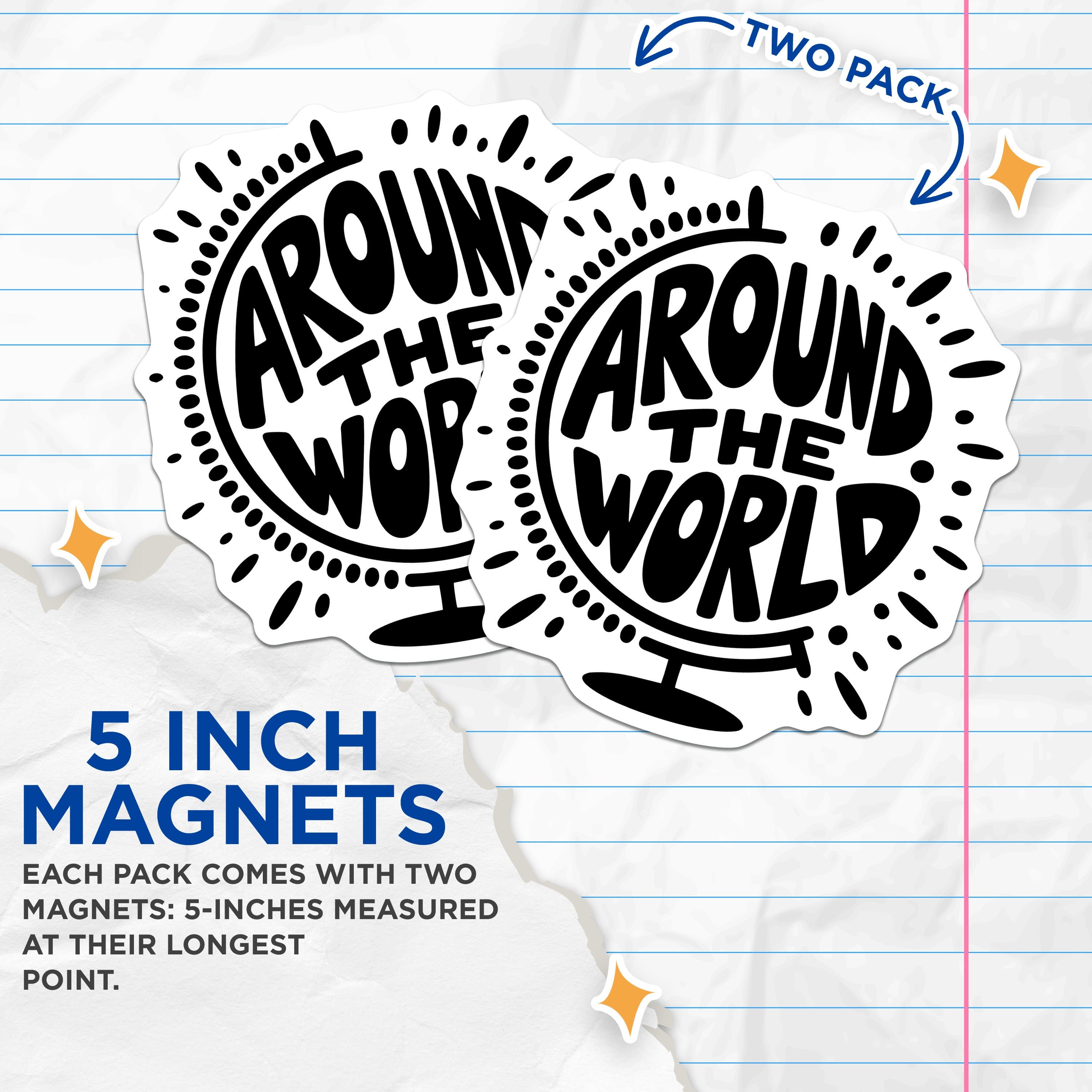 (2 Pack) Travel Magnets - Explore The World Decor - Wanderlust Fridge Magnets - 5 Inches On Longest Side - Thick Durable Magnet - Made in USA - MAG39284