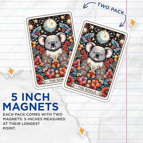 (2 Pack) Cute Koala Magnets - Ative Animal Magnets - Floral Art Magnets for Fridge - 5" On Longest Side - for Cars, Fridges, Toolboxes - Made in USA - MAG4470