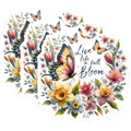 (3 Pack) Butterfly Floral Decals - Bloom Flowers - Laptop Decals - 3 Inches On Longest Side - Easy Peel & Apply - Made in USA - 3MCS0067
