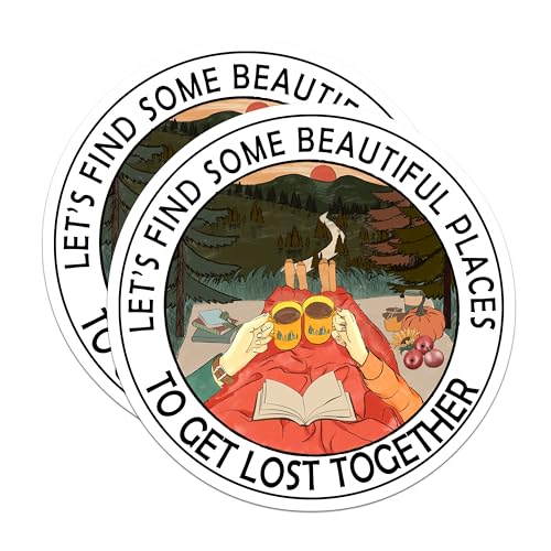(2 Pack) Find Beautiful Places Stickers - Adventure Stickers - Outdoors Lovers Stickers - 5" On Longest Side - Sticks to Smooth Flat Surfaces - Made in USA - BMCS4173