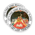 (2 Pack) Find Beautiful Places Stickers - Adventure Stickers - Outdoors Lovers Stickers - 5" On Longest Side - Sticks to Smooth Flat Surfaces - Made in USA - BMCS4173