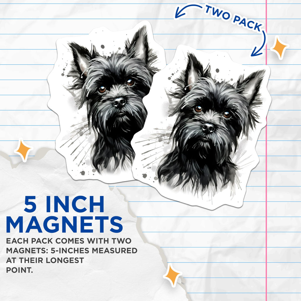 (2 Pack) Scottish Terrier Dog Magnets - Scottie Dog Watercolor Art - Black Terrier Pet Lover Refrigerator Magnets - 5 Inches On Longest Side - Thick Durable Magnet - Made in USA - MAG29294