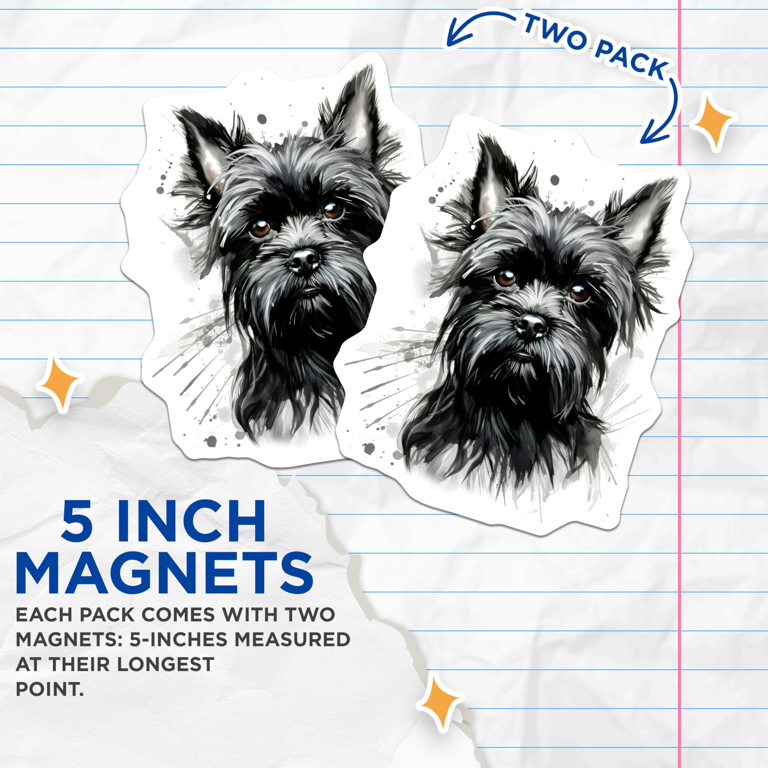 (2 Pack) Scottish Terrier Dog Magnets - Scottie Dog Watercolor Art - Black Terrier Pet Lover Refrigerator Magnets - 5 Inches On Longest Side - Thick Durable Magnet - Made in USA - MAG29294